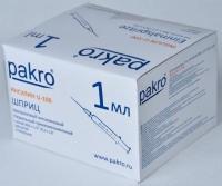 1 мл трехкомпонентный шприц Pakro инсулиновый U100 , с иглой 0,3х13, 100 шт купить в Белгороде